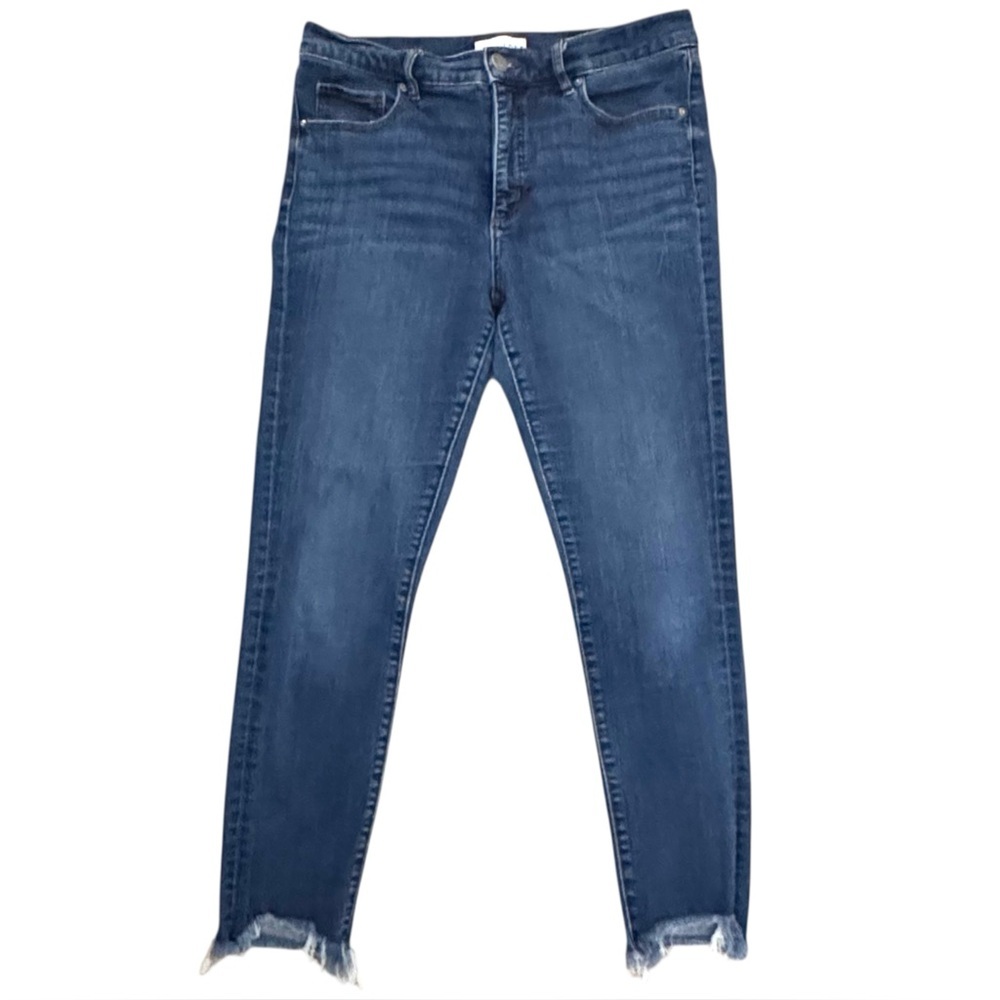 LOFT Size 29/8 High Rise Skinny Chewed Hem Cotton/Poly/Elastane Jeans